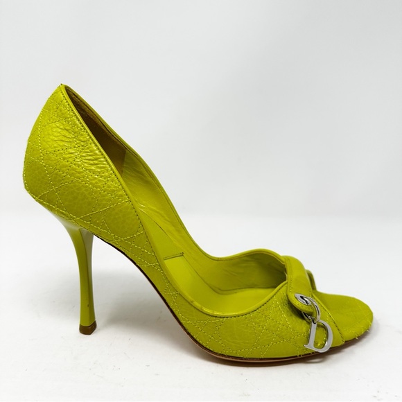 Christian Dior Leather Charm Peep Toe Heels 38 - Picture 6 of 11